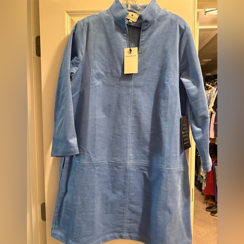 NWT Tuckernuck Women’s corduroy dress. Light blue. Size L